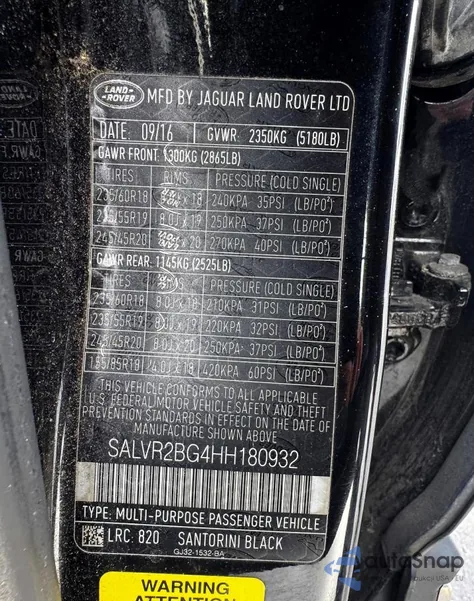 2017 Land Rover Range Rover Evoque Hse z USA, uszkodzony, nr VIN SALVR2BG4HH180932